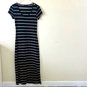 Black and beige striped maxi dress